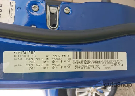 2015 Dodge Journey Sxt z USA, uszkodzony, nr VIN 3C4PDCBG8FT743225